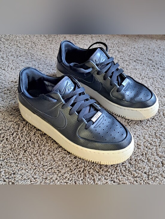 Nike Shoes - Nike Air Force 1 Sage Low Shoes Womens Black  Off White Platform Size 7.5